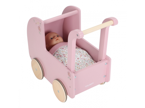 Little Dutch Kočárek pro panenky dřevěný s peřinkou Pink