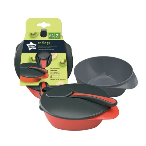 Tommee Tippee misky pro snadné nabírání Explora s víčkem a lžičkou, 2 ks 