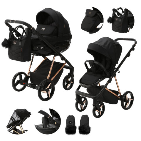 Kočárek kombinovaný ADAMEX Quantum Special Edition - Black/Rosegold
