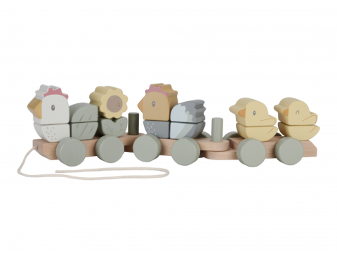 Little Dutch Dřevěný vláček - slepička Farma