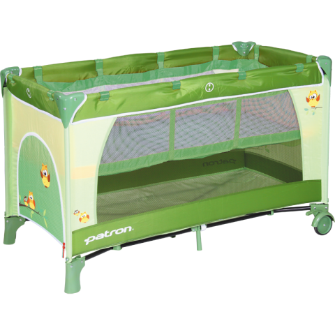 Cestovní postýlka Patron Skippy Plus - Owl Green 858