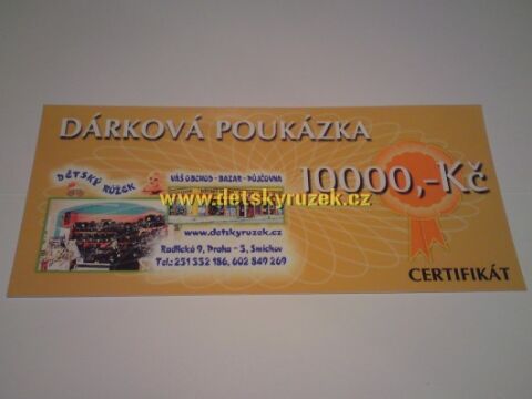 Dárková poukázka - certifikát-Dárková poukázka v hodnotě 10000,-Kč