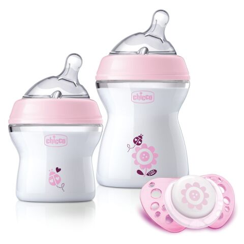 CHICCO Dárkový set Natural Feeling + Air dudlík - dívka