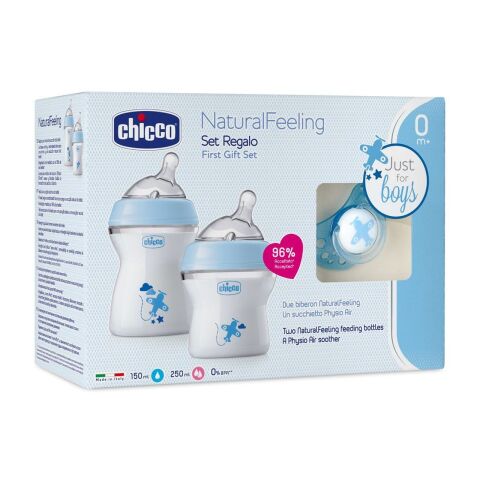 CHICCO Dárkový set Natural Feeling + Air dudlík - chlapec