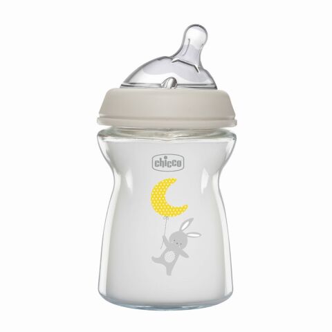 CHICCO Láhev kojenecká sklo Natural Feeling 250 ml, neutral 2m +