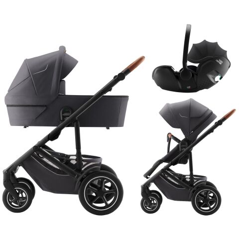 Set kočárek Britax Römer Smile 5Z + hluboká korba + autosedačka Baby-Safe Pro Classic - Midnight Grey