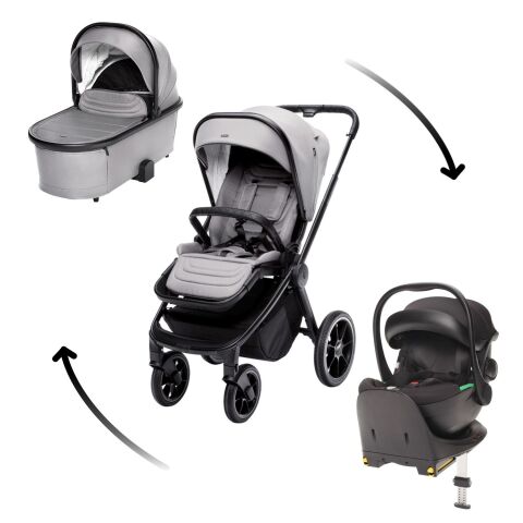 Set Kočárek Zopa Move Cross 3 + Hluboká korba Move XL + Autosedačka Zopa XM + báze - Metal Grey