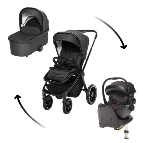 Set Kočárek Zopa Move Cross 3 + Hluboká korba Move XL + Autosedačka Zopa XM + báze - All Black