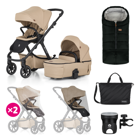 PETITE&MARS ICON RWS SET XXL kočárek kombinovaný 2v1 - Mocha Beige