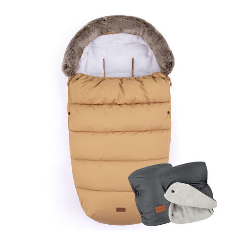 Fusak PETITE MARS 4v1 Comfy + rukavice na kočárek Jasie - Elegant Caramel