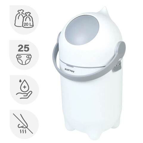 NATTOU Koš na pleny Dropy 27 cm, 20l - White