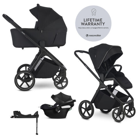 EASYWALKER Zoey Go kombinovaný kočárek 3v1 + Cybex Aton B2 + Base One - Pure Black