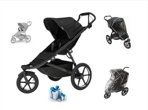 Akční set kočárek Thule Urban Glide 3 - Black + pláštěnka, madlo, moskytiera