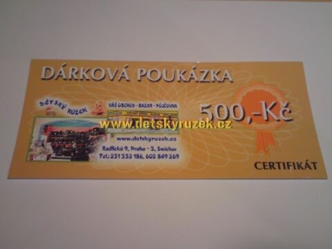 Dárková poukázka - certifikát