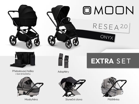 Kočárek MOON RESEA 2.0 Extra set - Onyx