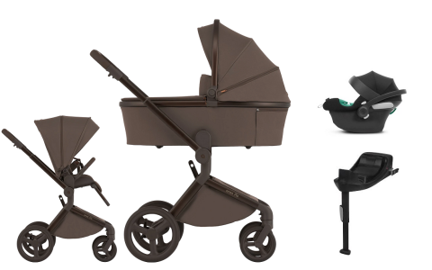 Kombinovaný kočárek ANEX Flo 3v1 + CYBEX Aton B2 i-Size + isofix základna - Browny