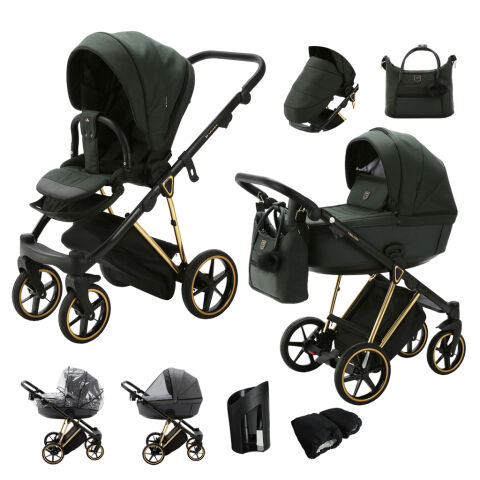 Kočárek Adamex Belissa Special Edition 2v1 - Dark Green/Gold