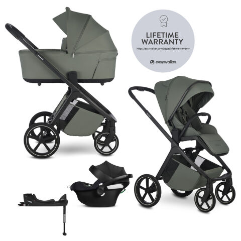 EASYWALKER Zoey Go kombinovaný kočárek 3v1 + Cybex Aton B2 + Base One - Mineral Green