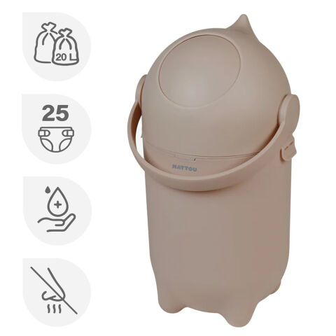 NATTOU Koš na pleny Dropy 27 cm, 20l - Taupe