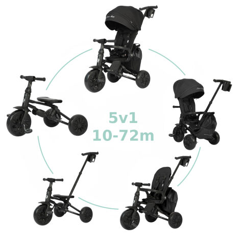 Skládací tříkolka QPLAY Nova Max 5v1 - Black