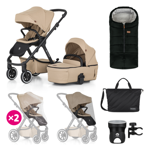 PETITE&MARS ICON AIR SET XXL kočárek kombinovaný 2v1 - Mocha Beige
