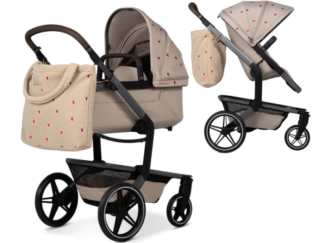 Joolz Day 5 Kompletní set - Sandy taupe + Red hearts