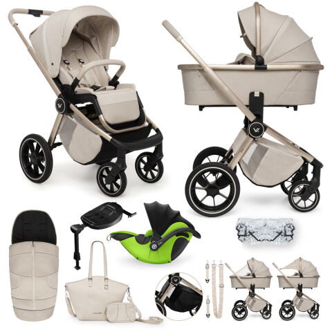Kombinovaný kočárek Muuvo Quick Boho Beige 3v1 + KIDDY Evoluna i-size 2 + základna