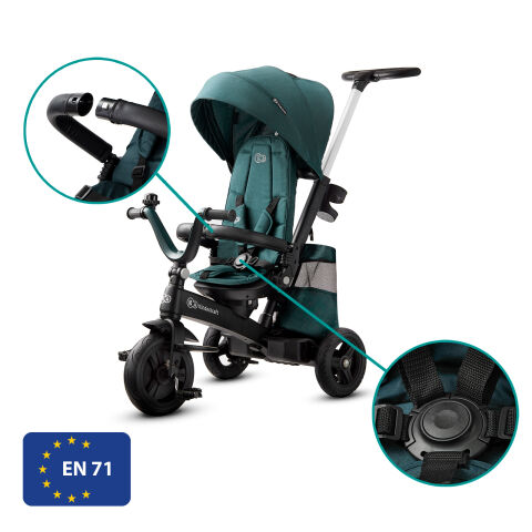 Tříkolka Kinderkraft Easytwist Platinum - Midnight Green