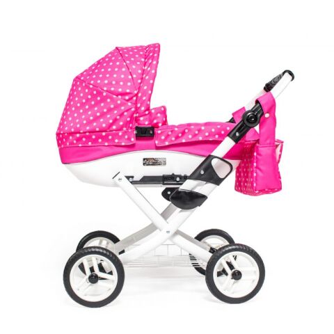 Kočárek pro panenky JASMINE Kids - Růžový puntík