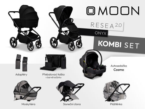 Kočárek MOON RESEA 2.0 Kombi set 3v1 - Onyx 2026