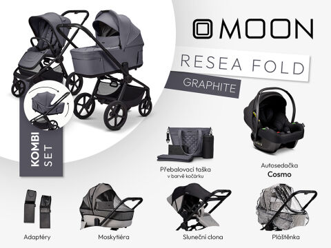 Kočárek Moon ReSea FOLD Kombi Set - Graphite 2026