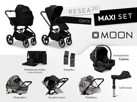 Kočárek MOON RESEA 2.0 Maxi Set 4v1 - Onyx 2026