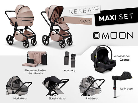 Kočárek MOON RESEA 2.0 Maxi Set 4v1 - Sand 2026