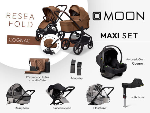 Kočárek Moon ReSea FOLD Maxi Set - Cognac 2026