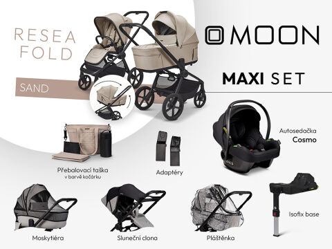 Kočárek Moon ReSea FOLD Maxi Set - Sand 2026