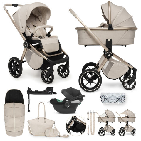 Kombinovaný kočárek Muuvo Quick Boho Beige 3v1 + CYBEX Aton B2 i-Size + isofix základna