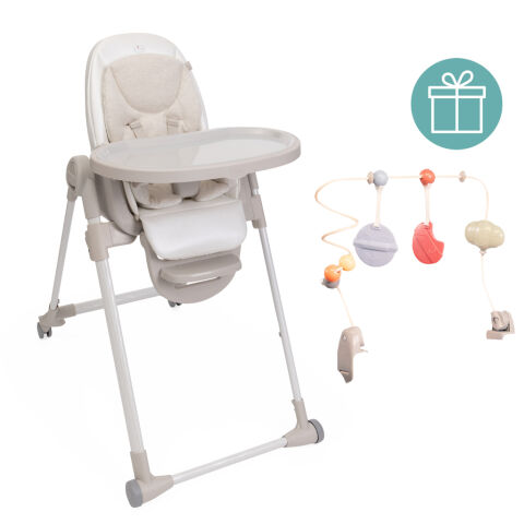CHICCO Židlička jídelní Polly Armonia - Mother Pearl + hrazdička