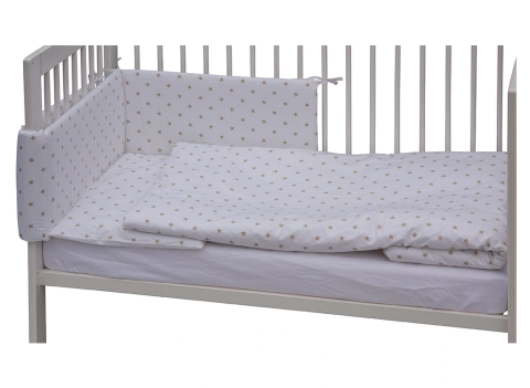 Souprava do postýlky Scarlett  6 dílů 100 x 135 cm - Hvězdička béžová