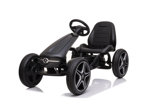 Dětská šlapací motokára Mercedes XMX610 černá | ECO kůže | Polohovatelné sedadlo 