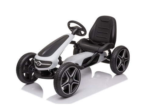 Dětská šlapací motokára Mercedes XMX610 černá | ECO kůže | Polohovatelné sedadlo - Bílá
