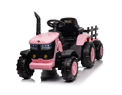 Dětský elektrický traktor s vlečkou 12V 7Ah dálkové ovládání - Růžový