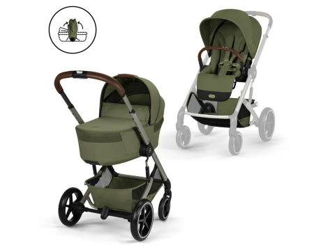 Kočárek 2v1 Cybex BALIOS S LUX + skládací korbička Cot Fold - Moss Green 2026