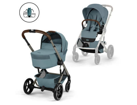 Kočárek 2v1 Cybex BALIOS S LUX + skládací korbička Cot Fold - Stormy Blue 2026