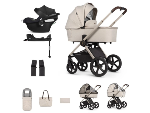 Kočárek Venicci Tinum Upline 2 - Stone Beige + autosedačka Cybex Aton B + isofix base