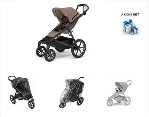 Akční set kočárek Thule Urban Glide 4-wheel + pláštěnka, madlo, moskytiera - Tinted Taupe
