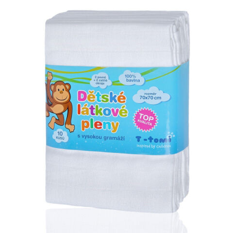 Látkové TETRA pleny T-Tomi HIGH QUALITY 70x70 cm, sada 10 kusů