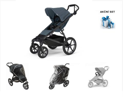 Akční set kočárek Thule Urban Glide 4-wheel + pláštěnka, madlo, moskytiera - Dark Slate