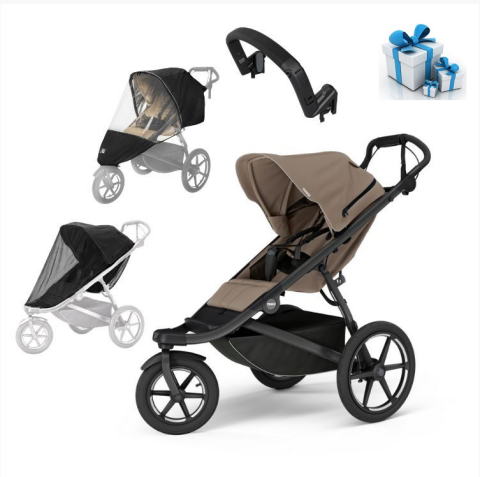 Akční set kočárek Thule Urban Glide 3 + pláštěnka, madlo, moskytiera - Tinted Taupe