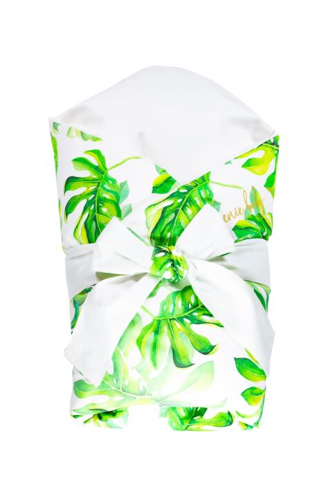Enie Baby Péřová zavinovačka 80x80 cm - SATINE Tropical Leaves