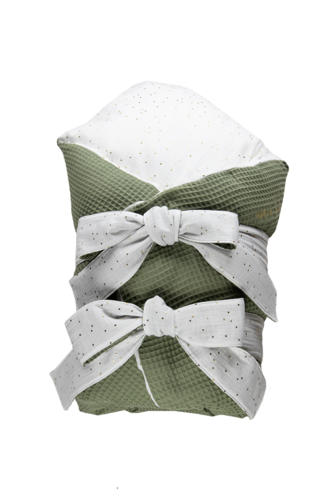 Enie Baby Péřová zavinovačka 80x80 cm - VAFLOVÁ Khaki/Bílá